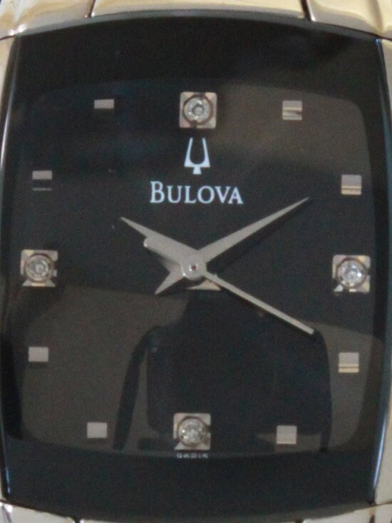 Bulova Ladies Classic Tonneau Style Quartz Watch Diamond Indices Black Dial 21mm main image 5